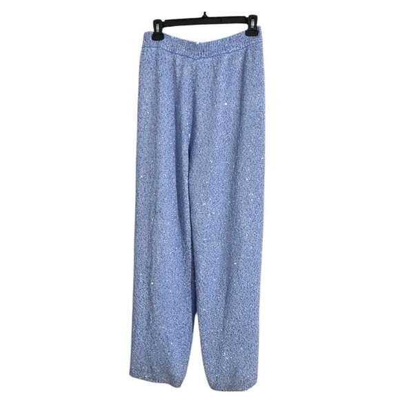 Jonathan Simkhai Orissa Sequin Pant Straight Wide Leg in Marina Blue Size Medium - Picture 6 of 8